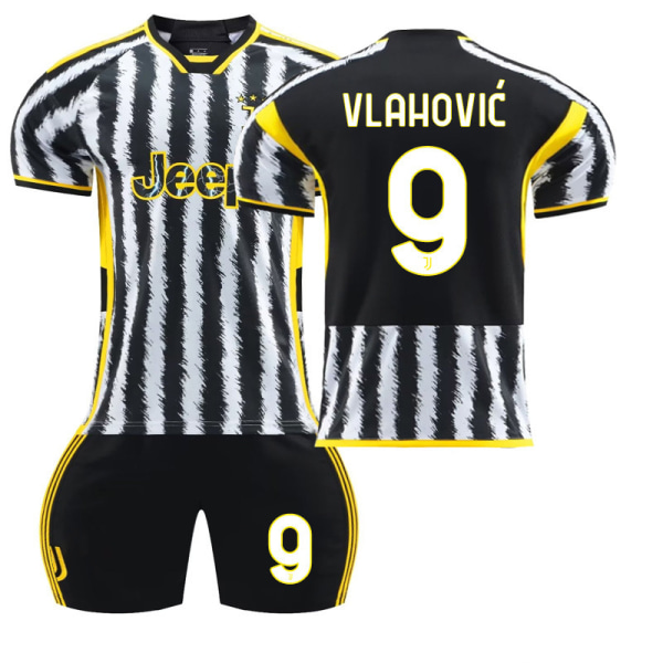 23-24 Juventus FC Hemma fotbollsdräkter för barn No.9 Vlahović 22