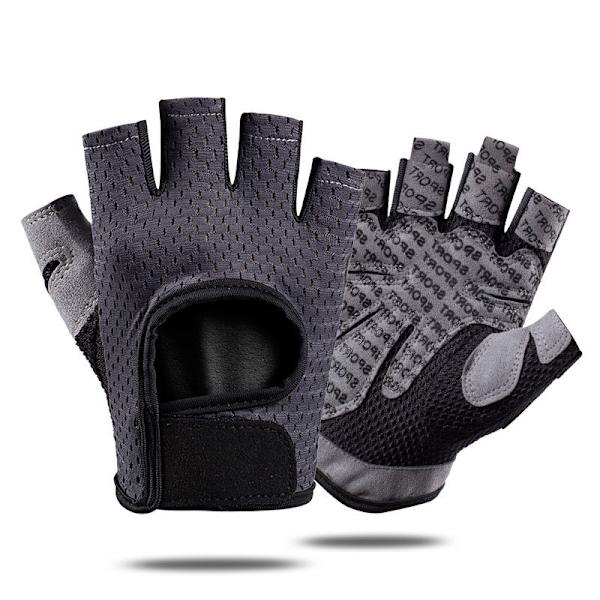 Half Finger Fitness Handskar Herr Dam Träningshandskar Grey M