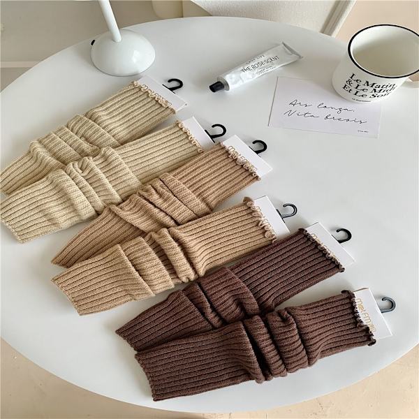 Kvinnor stickade benvärmare Y2K Goth Lolita långa strumpor Kawaii boot strumpor Light Coffee