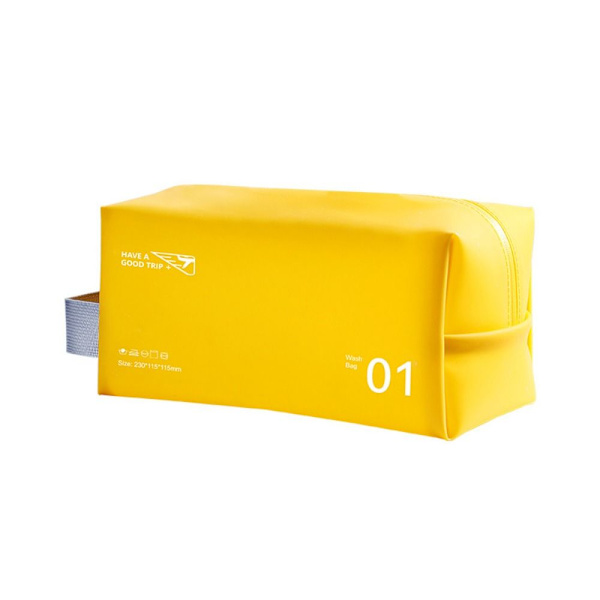 Sminkväska i PVC-läder Dragkedja Vattentät Toalettväska Resekosmetik Organizer Yellow