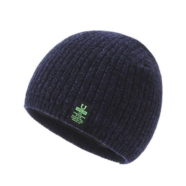 Vinterstickade mössor för män Mjuk Stretchmuff Beanies Cap Varm Slouchy Beanie Hatt blue