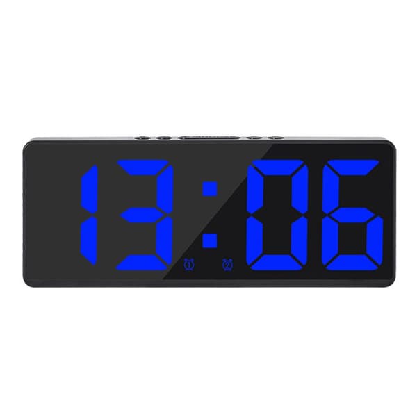 Röststyrd Digital Väckarklocka Temperatur Snooze Nattläge Skrivbordsbordsklocka Blue