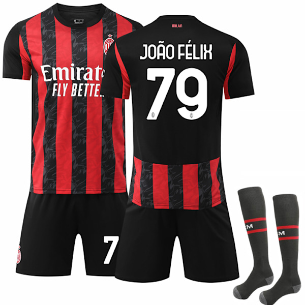 AC Milan kotipaita lapsille ja aikuisille kaudelle 2025-2026, sisältää sukat No.79 João Félix 16