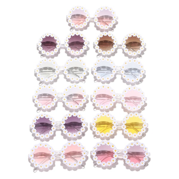 Daisy Solglasögon Kvinnor Blomma Runda Solglasögon Moderoman Disco Festival Party Shades Gradient Tea