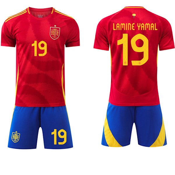 2024 UEFA EM Barnfotbollströja Kit Spanien Hemma Nr.19 LAMINE YAMAL No socks 24