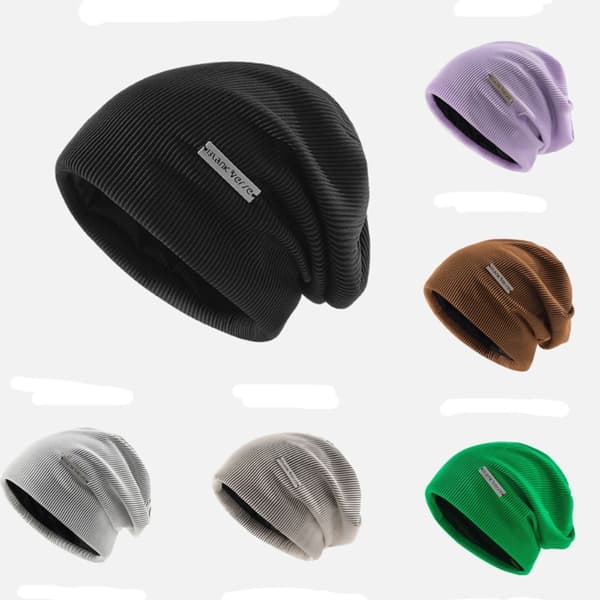 Enfärgade stickade mössor för kvinnor, höst/vinter purple