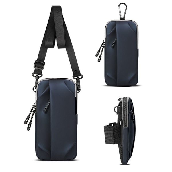 Sports Running Arm Bag Gym Bag Bum Bag Telefon 7 tums Armband Hip Wrist Bag dark blue
