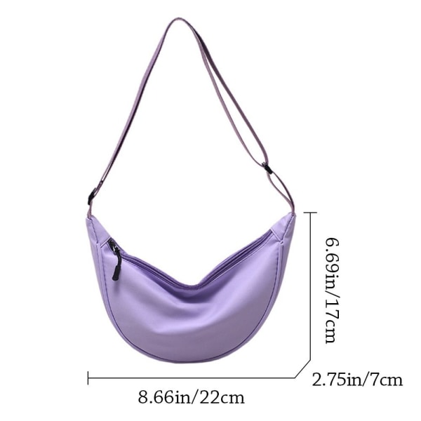 Kvinnor Nylon Crossbody Bag Studenter Dumpling Shape Axelväska light purple