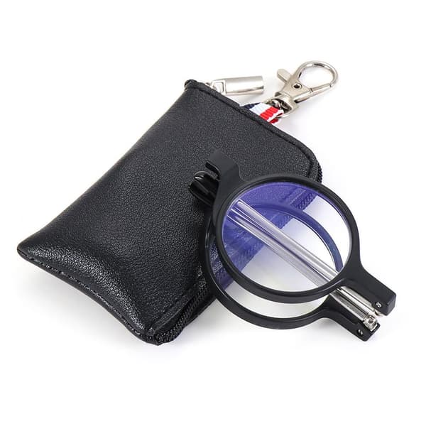 Vikbara Mini Läsglasögon med Nyckelringsfodral black Strength 4.0