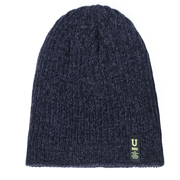 Vinterstickade mössor för män Mjuk Stretchmuff Beanies Cap Varm Slouchy Beanie Hatt red