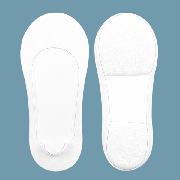 Kvinnors Arch Invisible Shallow Boat Socks Mjuk svamp Osynlig Halkfri lågtoppsstrumpor White