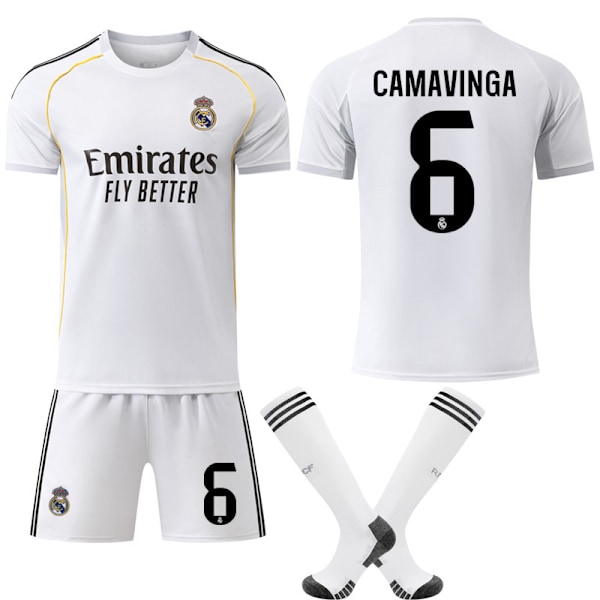 2025-2026 Real Madrid Hjemme Børne Voksen Ny Fodboldtrøje Sæt Nr. 6 Camavinga 22