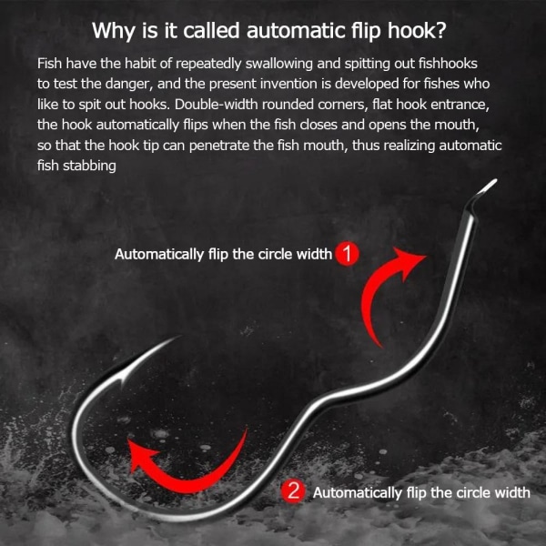 12st högkolstål fiskekrok skarp hullingförsedd automatisk flip fiskkrok 1