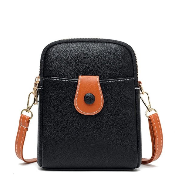 PU Mini Crossbody Bag Dubbellagers Mobiltelefonväska black