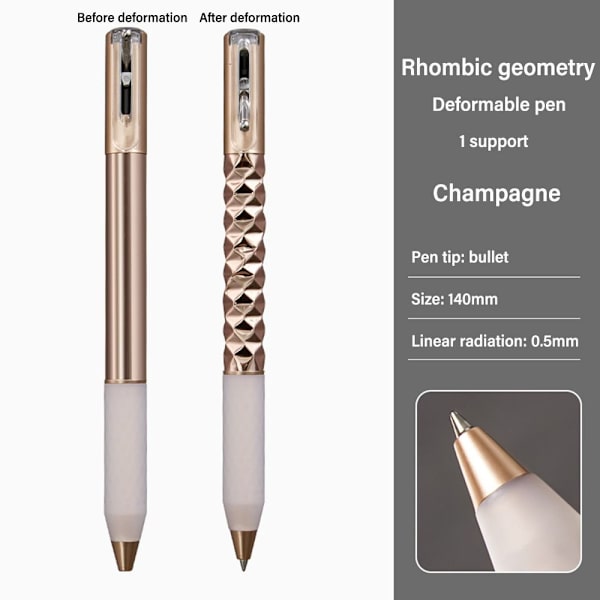 2Pack Metal Geometrisk Deformation Neutral Pen Dekompression Intersting Shape Pen Rose Gold