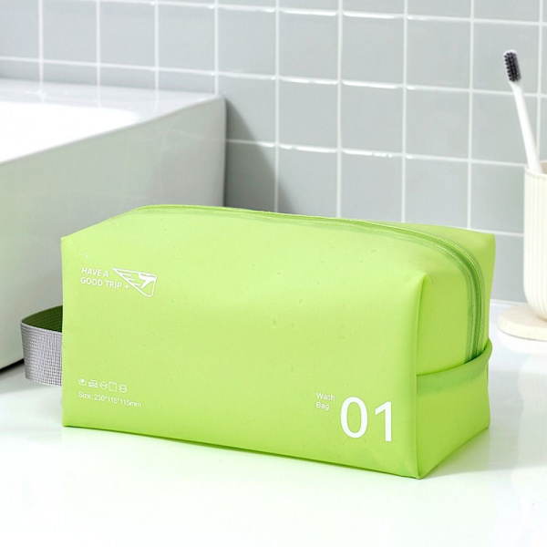 Sminkväska i PVC-läder Dragkedja Vattentät Toalettväska Resekosmetik Organizer Green