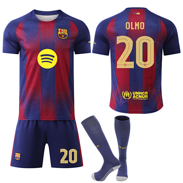 2025-2026 Barcelona Champions League Ny Fotbollströja med Strumpor No.20 Olmo 28