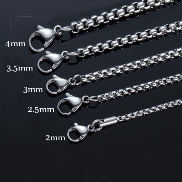 2PCS 304 Halsband i rostfritt stål 2-4MM män kedja smycken 3.5mm x 18inch