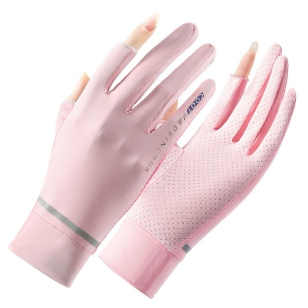 Anti-UV Solskydd Ice Silk Handskar Körhandskar för kvinnor pink