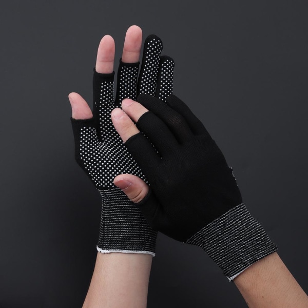 Halkskyddade fiskehandskar 2 fingrar Antisladd cykelsporthandskar black