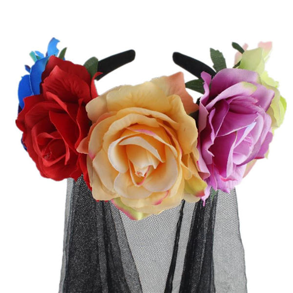 Halloween hårband Rose Flowers Pannband Blommig huvudbonad red