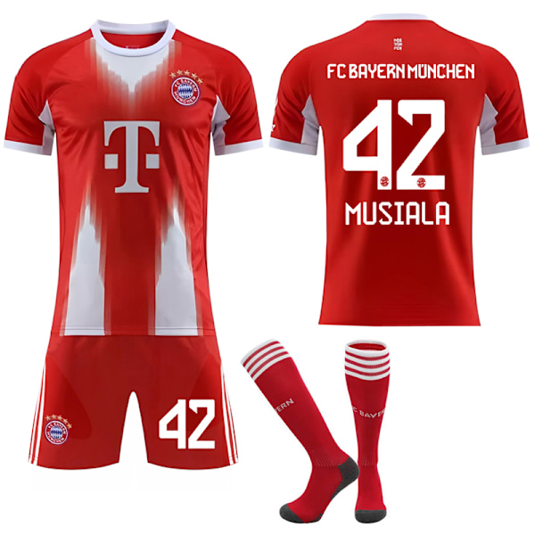 2025-2026 Bayern München Hemma Barn Vuxen Fotbollströja med Strumpor No.42 MUSIALA XL