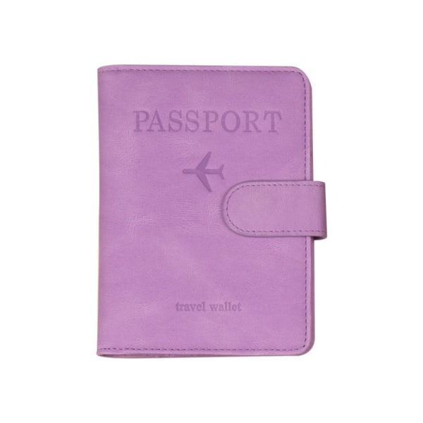 RFID-läderpassväska Flerfunktionsdokumentpaket Bärbar resekorthållare purple
