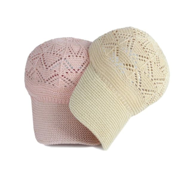 Sommarbasebollkeps Ihåliga Stickade Kepsar Nätmössor Bone Gorras Justerbar Solhatt Pink