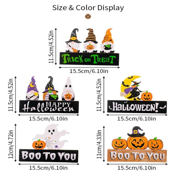Halloween träprydnad Trick or Treat skrivbordsdekorationer 6