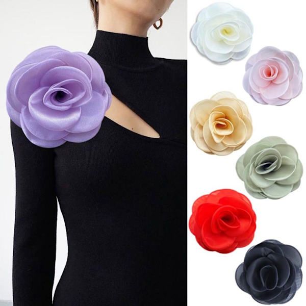 Söt romersk tyg stor blomma brosch dam charm geometrisk växt kläder tillbehör red