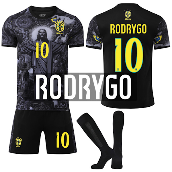 2025-2026 Brasilien Kortärmad Fotbollströja Barn Vuxen Med Strumpor No.10 RODRYGO S