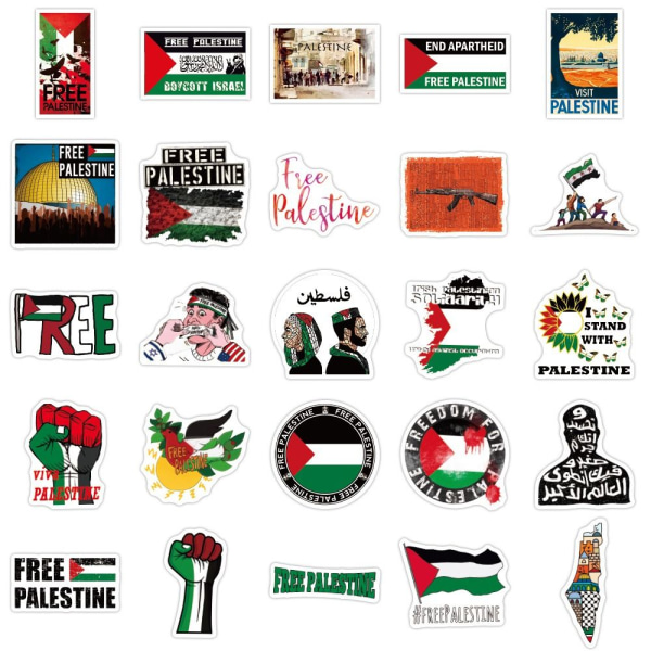 2-pack 50 st Palestina-klistermärken gratis landdekal present till motorcykel bilcykel resväska