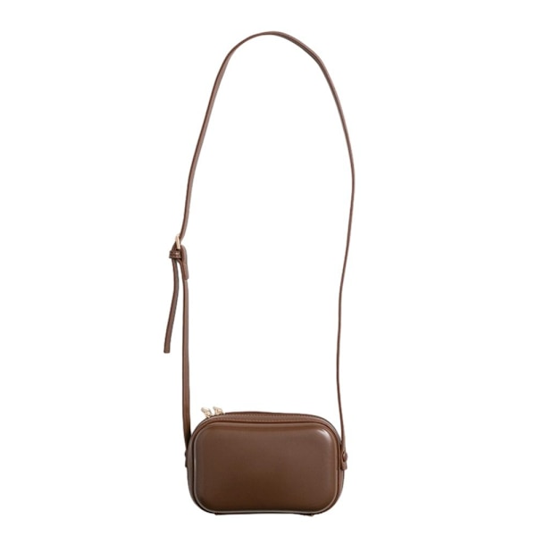 Kvinnor Crossbody-väska Läder Dubbla dragkedja axelväskor Retro Handväskor Plånbok brown
