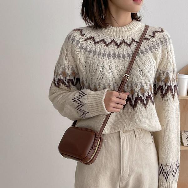 Kvinnor Crossbody-väska Läder Dubbla dragkedja axelväskor Retro Handväskor Plånbok brown
