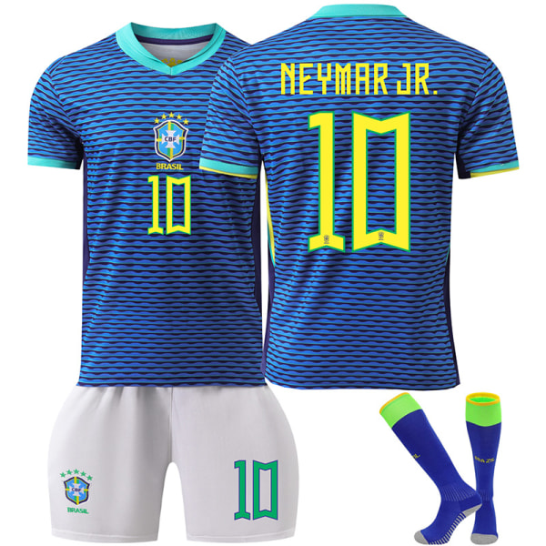 24-25 Brazil Away Barn Fotbollströjor Set Fotbollskläder No 10 Neymar XL