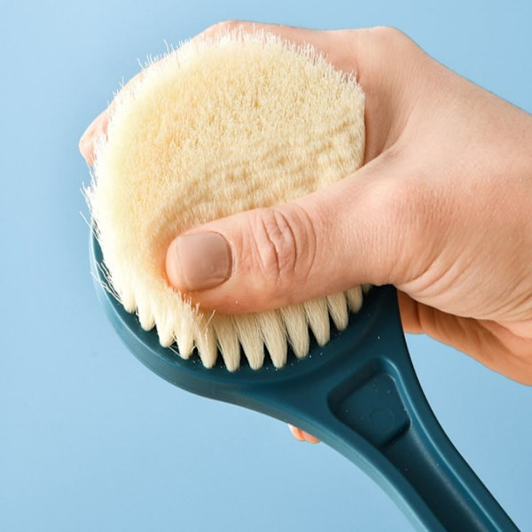 Badborste Långt skaft Mjukt hår Badborste Baksida Kulborste Badrumskroppsborstar Baksida Mud Scrub White