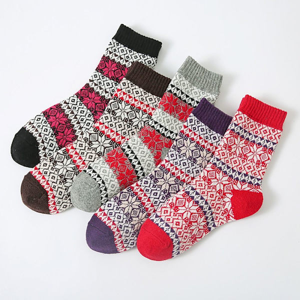 5 Par Dam Vinter Tjocka Strumpor Thermal Strumpor C