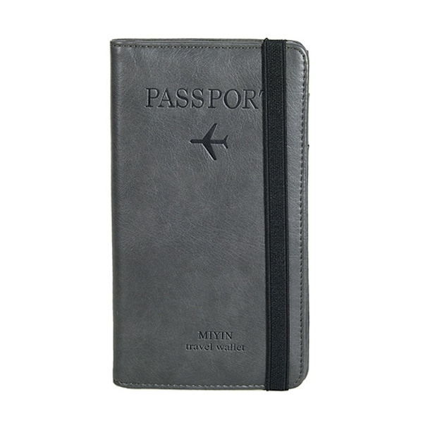 RFID Läder Pass- och Dokumentfodral grey