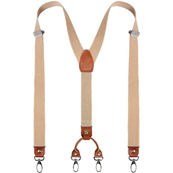 Suspender Y Back Justerbar Skjorta Byxremmar Clip A04 Beige