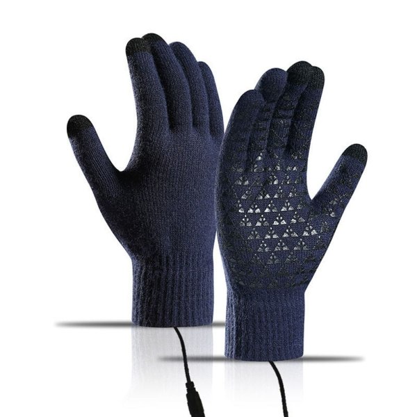 USB elektriska uppvärmda handskar Vintervarma halkfria pekskärm Cykelhandskar Dark Blue