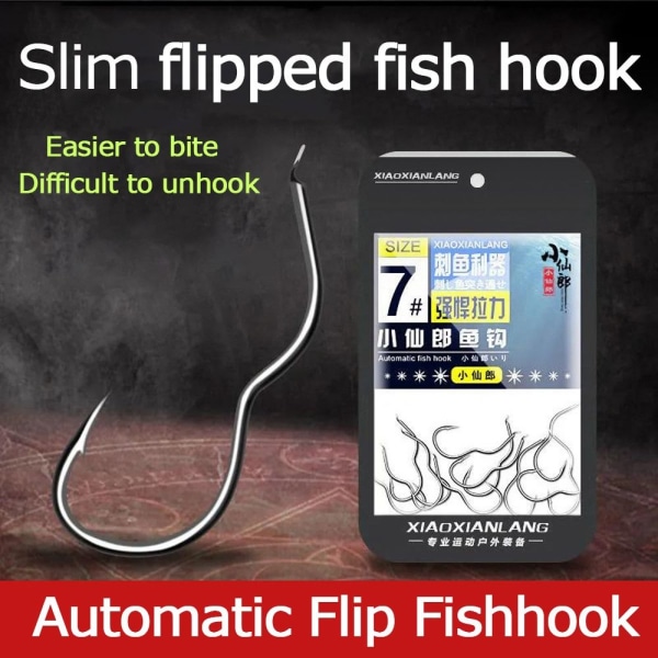 12st högkolstål fiskekrok skarp hullingförsedd automatisk flip fiskkrok 0.5