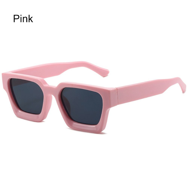 Retro fyrkantiga solglasögon Kvinnor Män Tjock Ram Chunky rektangulära solglasögon Solglasögon Pink