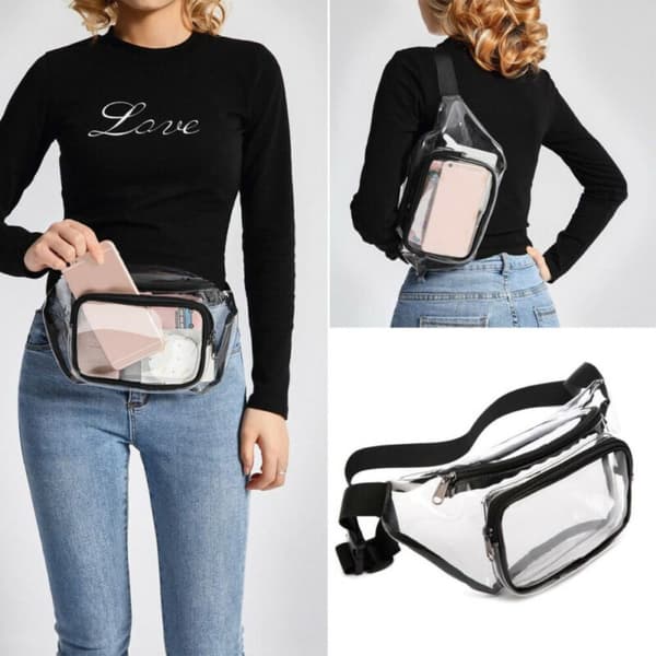 PVC Midjeväskor Jelly Bältesväska Rese Höftväska Plånbok black