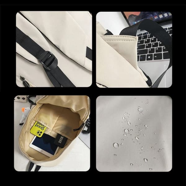 Mode Nylon Ryggsäck Skolväskor för Elever med Hängande Hänge Grey