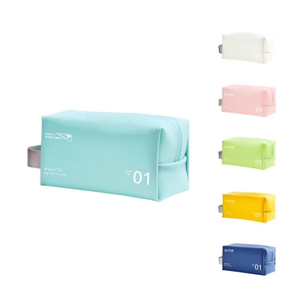 Sminkväska i PVC-läder Dragkedja Vattentät Toalettväska Resekosmetik Organizer White
