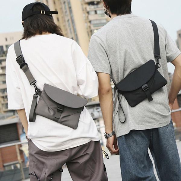 Nylon Bröstpaket Mobilväska Utomhussport Cross-body väska för kvinnor män grey