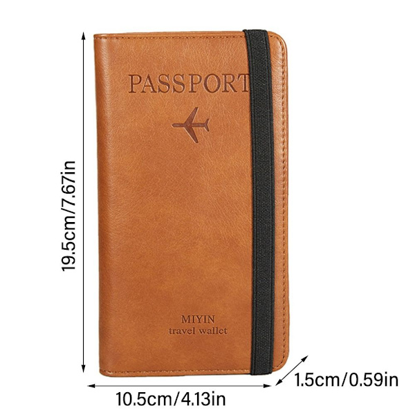RFID-läderpassväska Dokumentpaket light brown