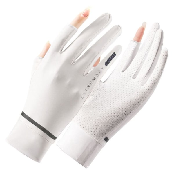 Anti-UV Solskydd Ice Silk Handskar Körhandskar för kvinnor white