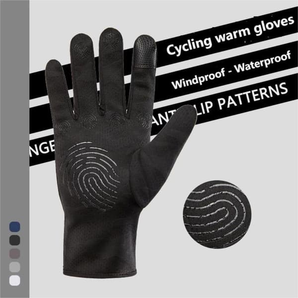 Vattentäta vintercykelhandskar med pekskärm Black
