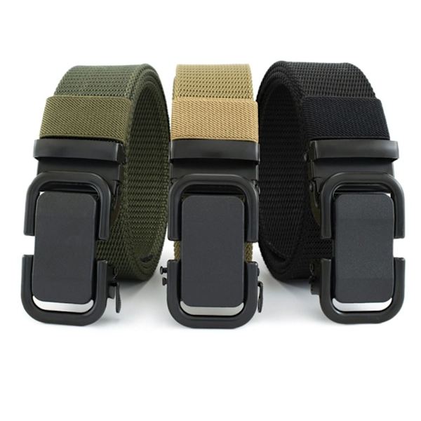 Herr Canvas midjebälte Automatiskt spänne Nylon Business Casual Wild Style Jeans Byxor Midjeband Army green